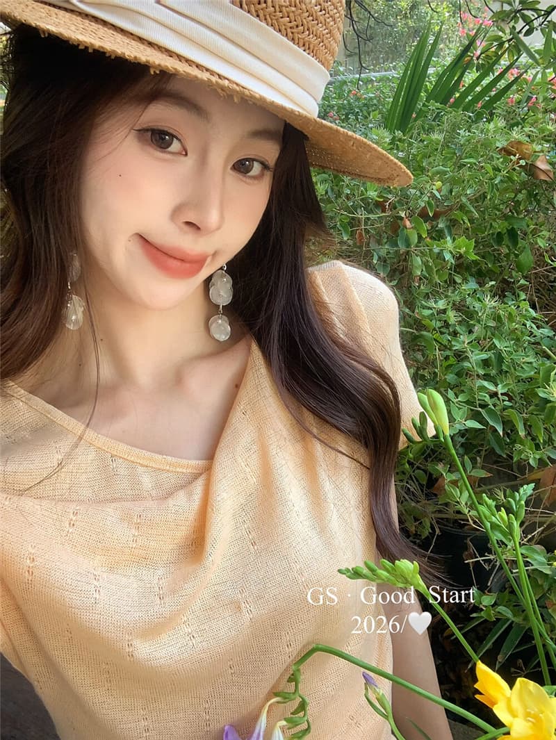 시실리 휴일 미니멀리즘 디자인 슈퍼 사랑 착용 선택하지 마라. 사람들 여름 캐주얼 레이스 레이스 오프숄더 반팔 작은 셔츠 상세 이미지 6