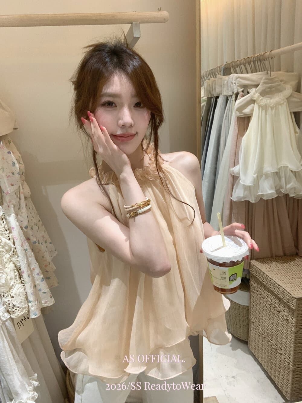 원본 지구권 분말 벽 푸시 뜨거운 켜기 새로운 고대 조기 달콤한 자매 행침 목 프릴 퍼프 뒤로 심낭 아름다운 상세 이미지 1