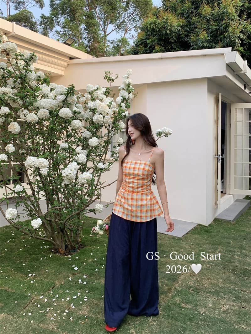 밝은 소녀 군중 속에서 독점적 인 c 조금 디스플레이 화이트 햇빛 주황색 여름 달콤함 배색 체크무늬 허리 수축 슬립 작은 셔츠 상세 이미지 10