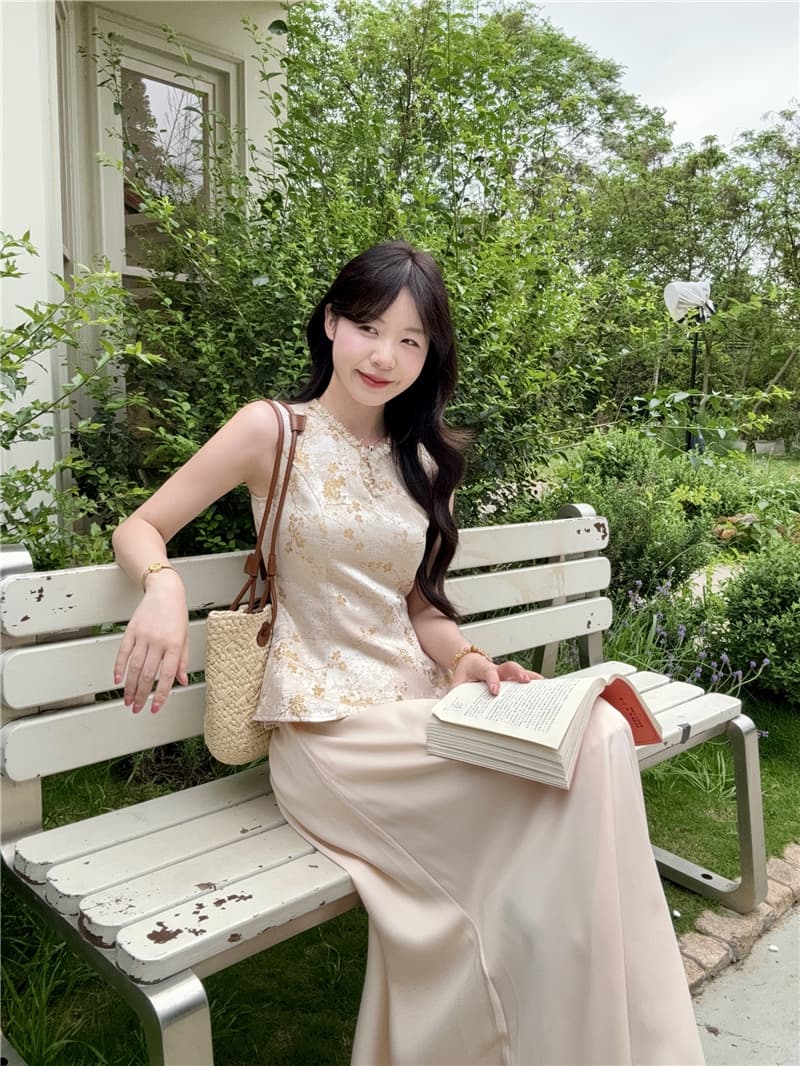 실사 정가 스타 가을 비단 새로운 중식 맨위 인어 꼬리 치마 세트 고급 부드러운 바람 품격 투피스 세트 이미지 3
