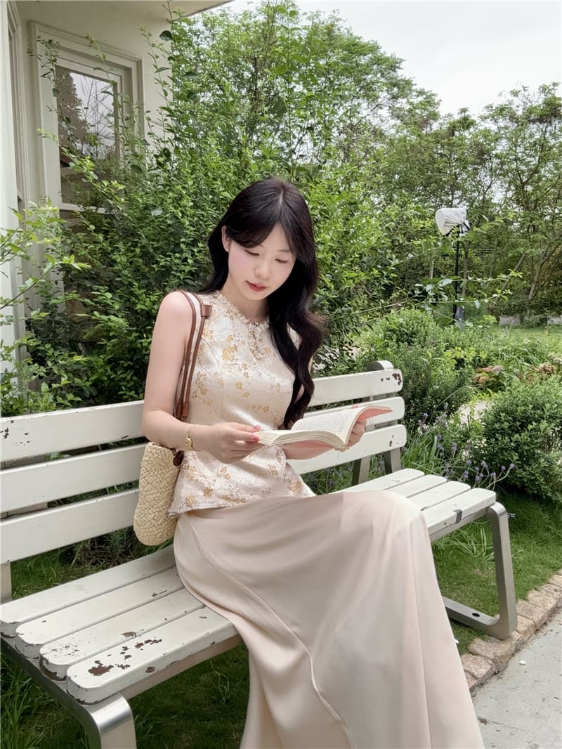 실사 정가 스타 가을 비단 새로운 중식 맨위 인어 꼬리 치마 세트 고급 부드러운 바람 품격 투피스 세트 상세 이미지 6
