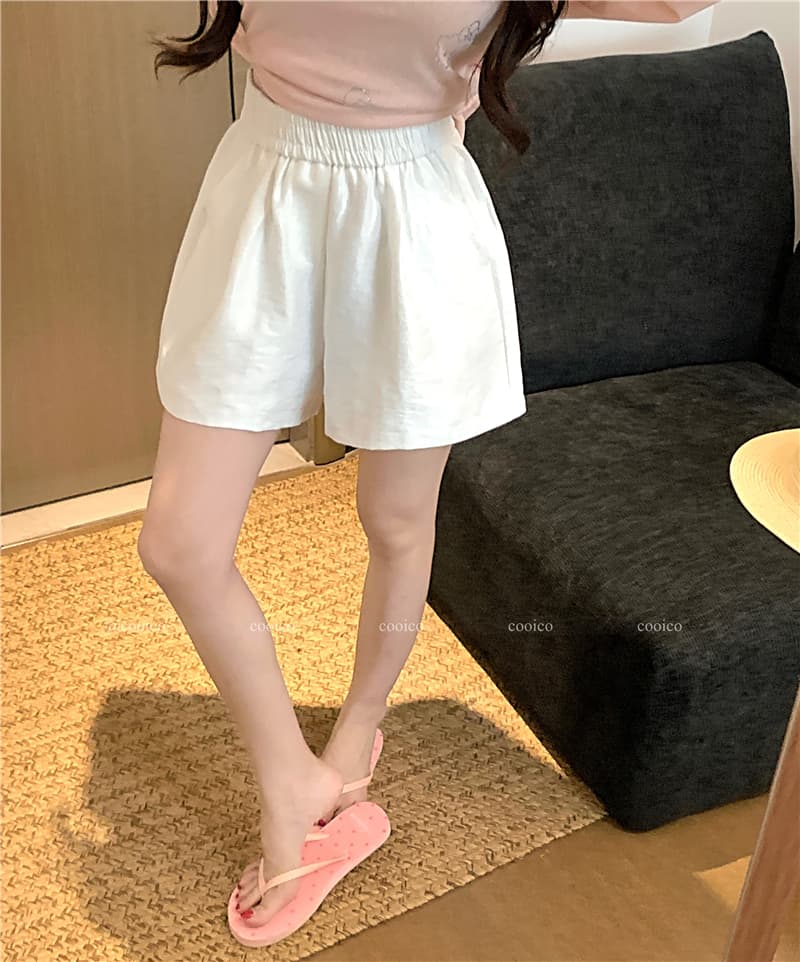 실사 정가 면 린넨 허리밴드 하이웨이스트 캐주얼 반바지 다용도 슬림해 보이는 와이드 레그 팬츠 여름 ins 주머니 핫 바지 상세 이미지 3