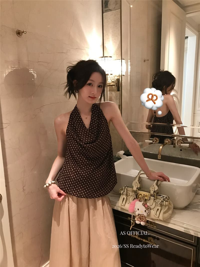 와일드 model 신제품 음성 초고 love in 조금 고대 조기 달콤한 자매 백리스 행침 목 흔들다 칼라 조끼 상세 이미지 2