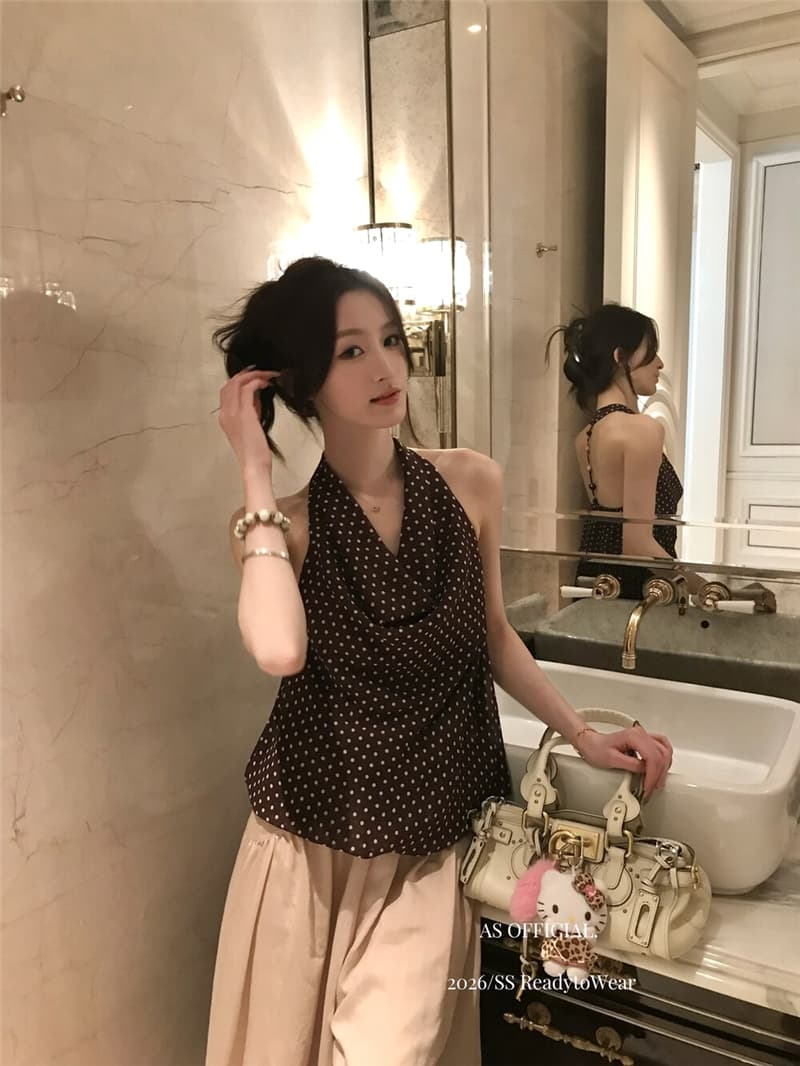 와일드 model 신제품 음성 초고 love in 조금 고대 조기 달콤한 자매 백리스 행침 목 흔들다 칼라 조끼 상세 이미지 13