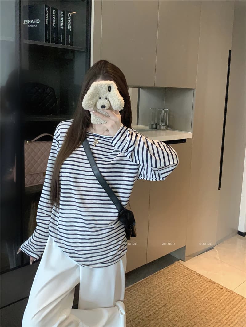 실사 정가 한 부서 양면 착용 스트라이프 눈꽃 센스 긴팔 자외선 차단 블라우스 여성 여름 루즈핏 얇은 스타일 티셔츠 상세 이미지 5
