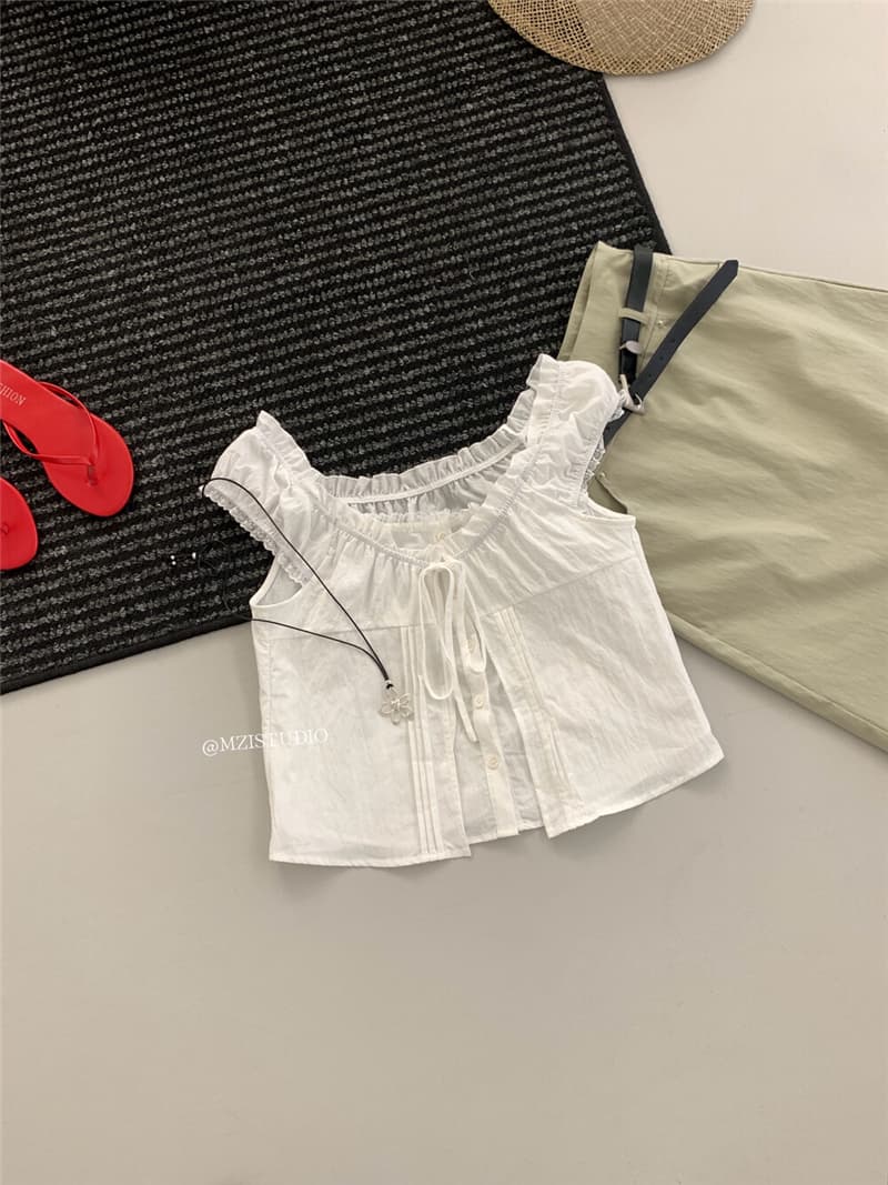 26 년 여름 켜기 새로운 소금 부서 끓인 물 한 조정 빛 레이스 페이크 레이어드 레이스업 달콤함 소녀 센스 작은 셔츠 상세 이미지 15