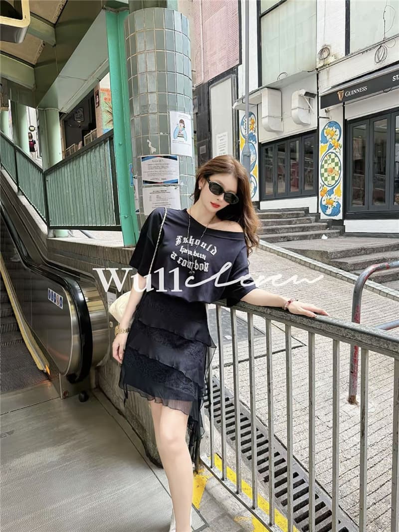 라이 경기 서울 느긋한 바람 한푸 비스듬한 어깨 드레스 랩스커트팬츠 패션 투피스 세트 상세 이미지 8