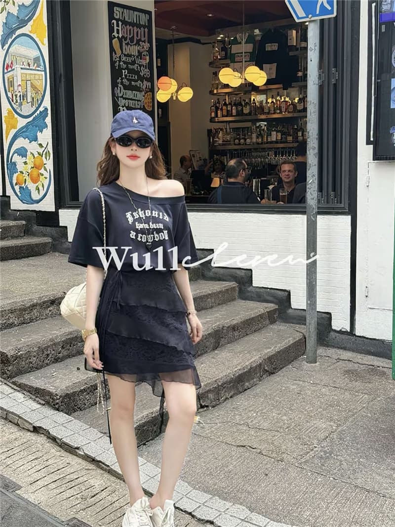 라이 경기 서울 느긋한 바람 한푸 비스듬한 어깨 드레스 랩스커트팬츠 패션 투피스 세트 상세 이미지 9