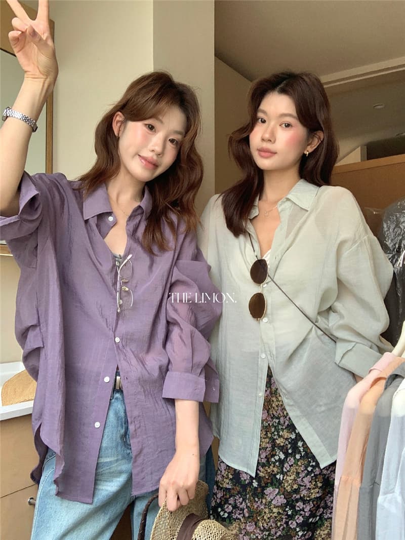 산소 도파민 레몬 녹차 한 부서 느긋한 뒤로 매듭 디자인 센스 자외선 차단 셔츠 상세 이미지 2