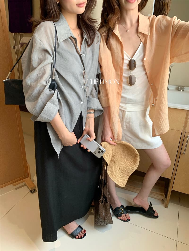 산소 도파민 레몬 녹차 한 부서 느긋한 뒤로 매듭 디자인 센스 자외선 차단 셔츠 상세 이미지 12
