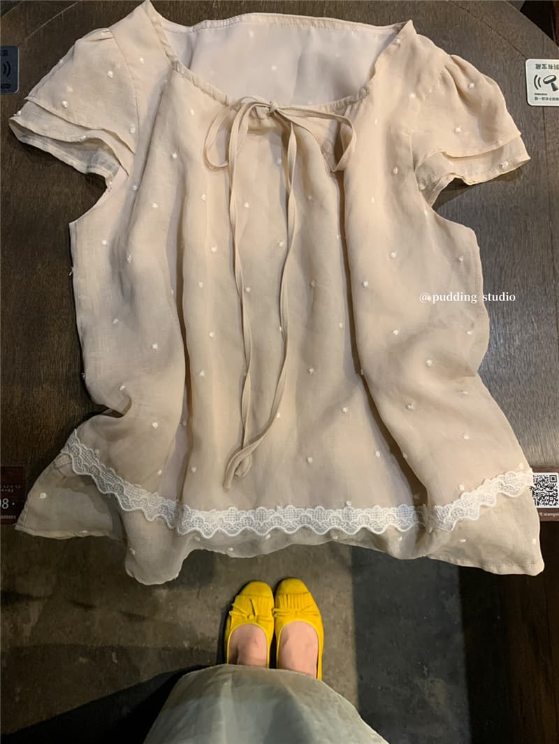 여름 켜기 새로운 부드러운 부서 가죽 핑크색 조정 고급 대기 선택하지 마라. 사람들 차가운 좋은 착용 뜨거운 판매 섹션 작은 셔츠 도트 무늬 상세 이미지 19