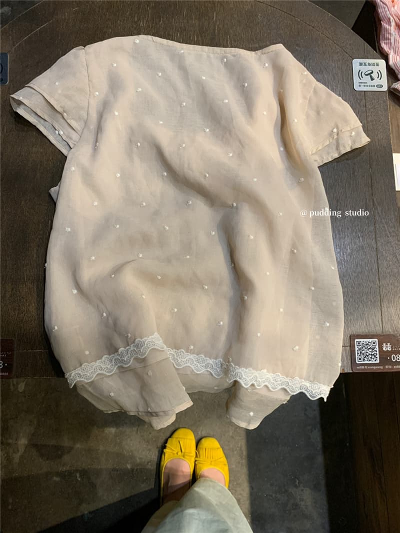 여름 켜기 새로운 부드러운 부서 가죽 핑크색 조정 고급 대기 선택하지 마라. 사람들 차가운 좋은 착용 뜨거운 판매 섹션 작은 셔츠 도트 무늬 상세 이미지 20