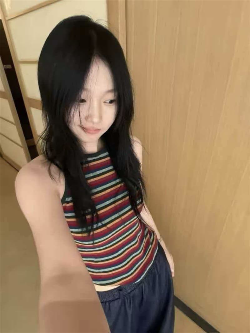 여름 켜기 새로운 슈퍼 화재 배색 스트라이프 슬립 니트 조끼 한 부서 레트로 스트라이프 몸매 가꾸기 슬림해 보이는 다용도 조끼 상세 이미지 5