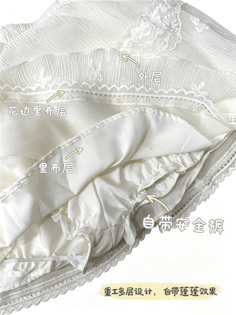 실사 정가 안개 꿈 발레 여름 순수한 욕망 바람 디자인 맨위 나비 매듭 슬립 케이크 반 스커트 세트 상세 이미지 14