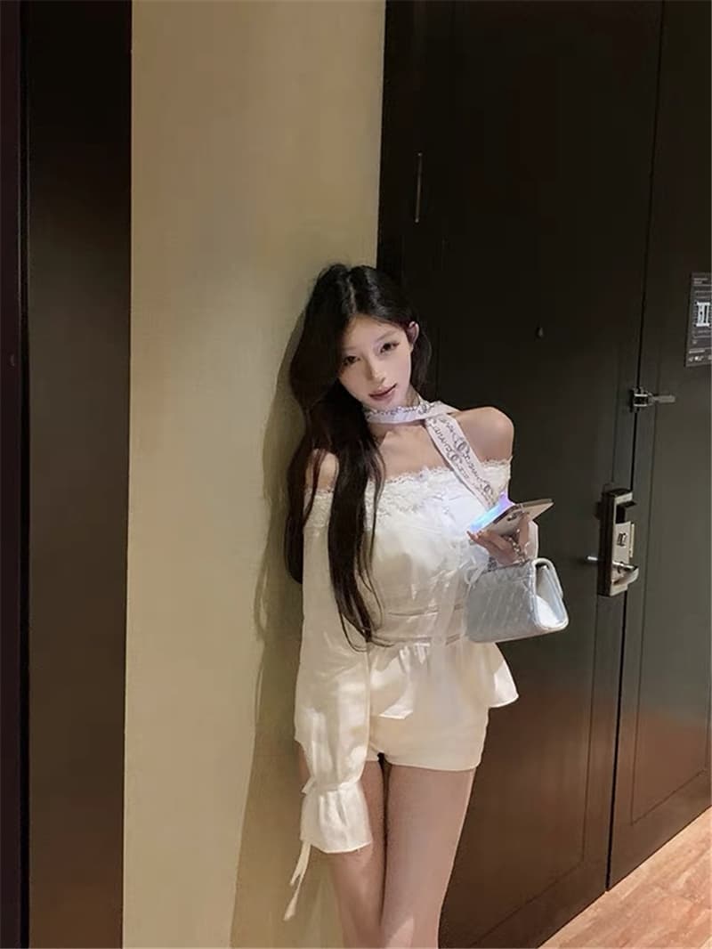 실사 정가 오프숄더 레이스 조각 긴팔 셔츠 가을 몸매 가꾸기 디자인 센스 셔츠 순수한 욕망 바람 맨위 상세 이미지 12