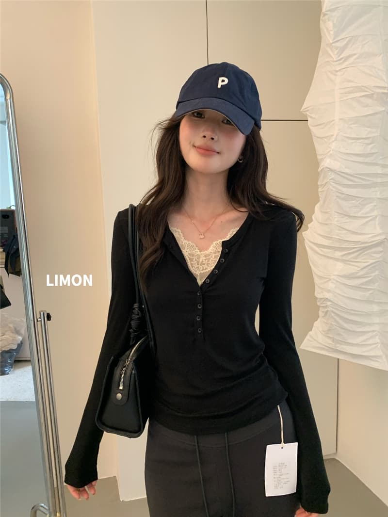 가을 켜기 새로운 빛 연 레이스 라이 경기 서울 몸매 가꾸기 페이크 레이어드 작은 셔츠 디자인 센스 몸매 가꾸기 슬림해 보이는 티셔츠 여성 상세 이미지 10