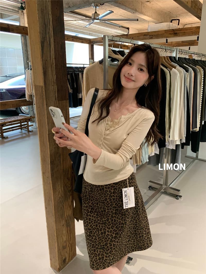 가을 켜기 새로운 빛 연 레이스 라이 경기 서울 몸매 가꾸기 페이크 레이어드 작은 셔츠 디자인 센스 몸매 가꾸기 슬림해 보이는 티셔츠 여성 상세 이미지 18