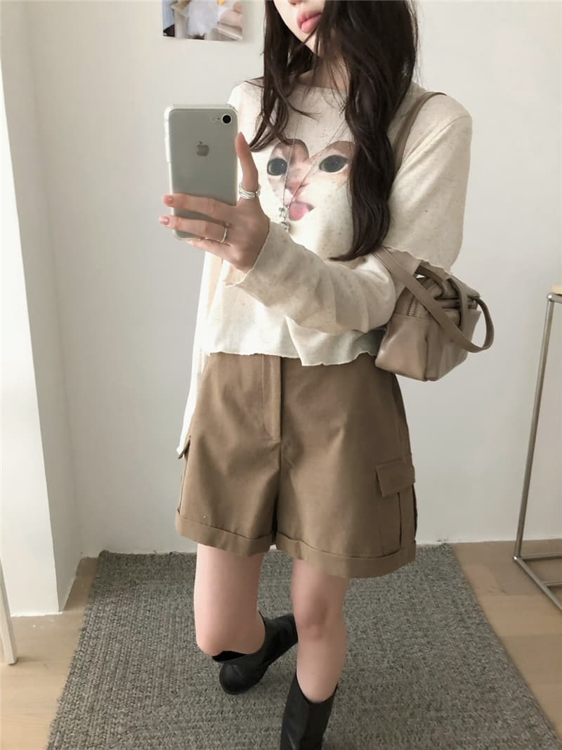 가을 켜기 새로운 한 부서 레트로 달콤함 연령 감소 다용도 하트 새끼 고양이 프린트 페이크 레이어드 긴팔 티셔츠 상세 이미지 8