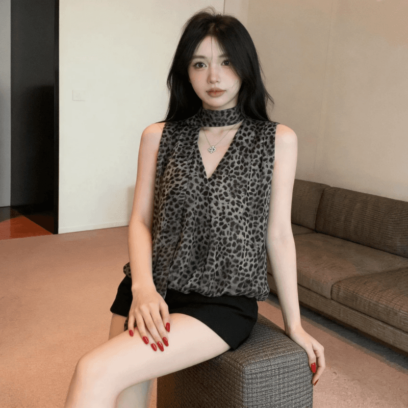 Chic 리본 V넥 연령 감소 도트 무늬 여성 셔츠 여름 새로운 한국 스타일 루즈핏 꽃밭 종류 밑단 조끼 여성 ins 이미지 4