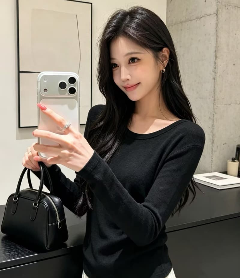 눈꽃 양모 u 칼라 신축성 긴팔 티셔츠 여성 26 가을 겨울 인사이드 가져 가라. 부드러운 찹쌀 기타 색상 기본 셔츠 트렌드 긍정적 인 어깨 의류 상세 이미지 16