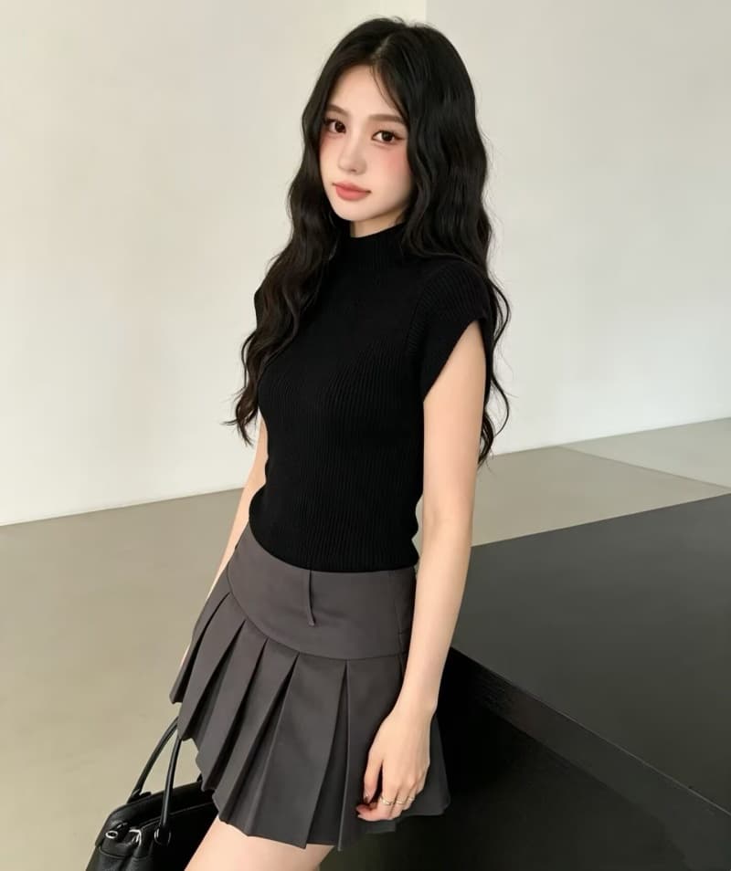 프랑스식 디자인 센스 익스트림 제인 바람 반하이넥 반팔 니트 스웨터 여성 2026 가을 새로운 인사이드 가져 가라. 몸매 가꾸기 기본 셔츠 상세 이미지 15