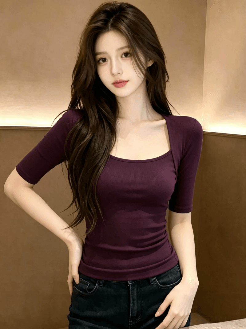 한 부서 빛 요리 한 바람 페이크 레이어드 패치워크 중간 소매 티셔츠 여성 26 가을 패션 다용도 몸매 가꾸기 슬림해 보이는 품격 맨위