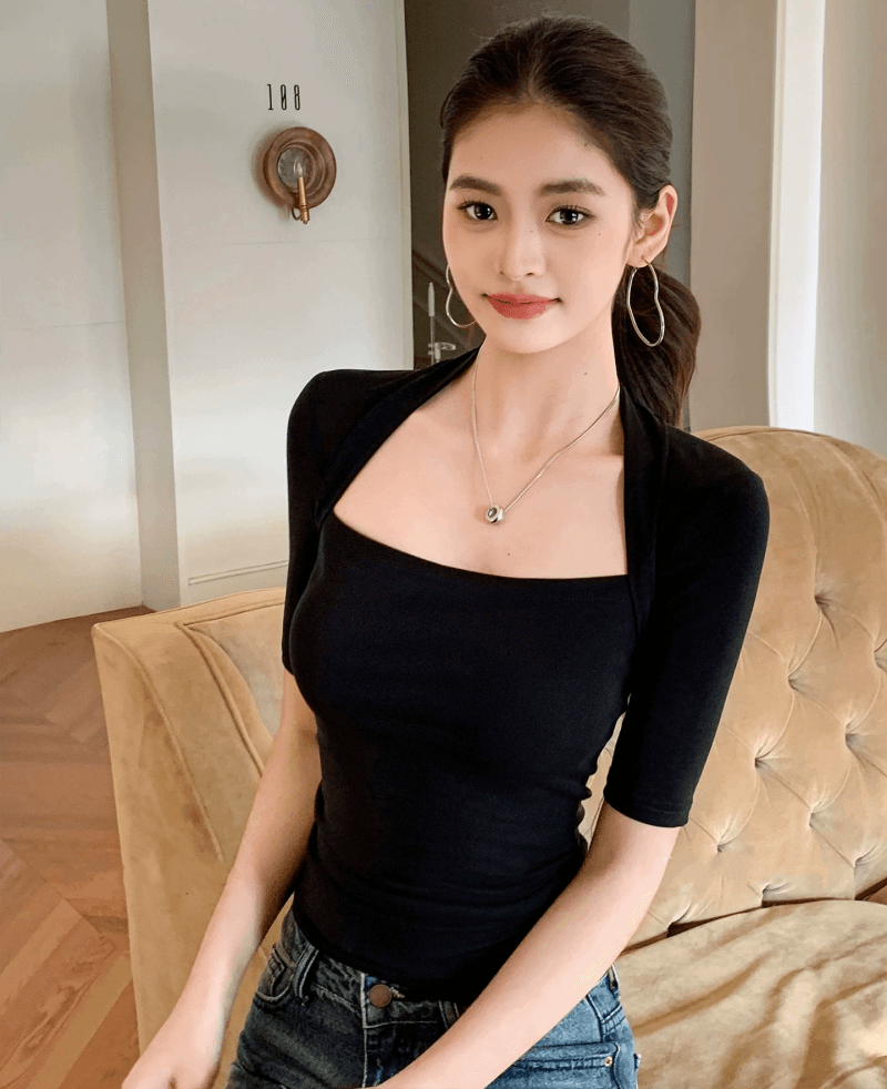 한 부서 빛 요리 한 바람 페이크 레이어드 패치워크 중간 소매 티셔츠 여성 26 가을 패션 다용도 몸매 가꾸기 슬림해 보이는 품격 맨위 이미지 2
