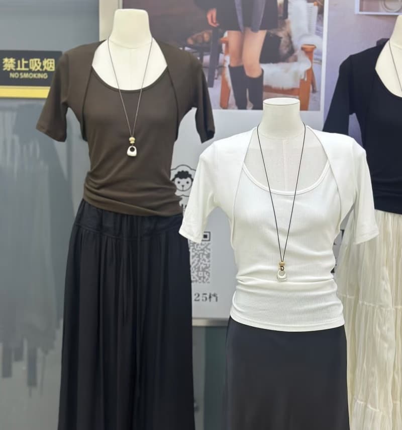한 부서 빛 요리 한 바람 페이크 레이어드 패치워크 중간 소매 티셔츠 여성 26 가을 패션 다용도 몸매 가꾸기 슬림해 보이는 품격 맨위 상세 이미지 3