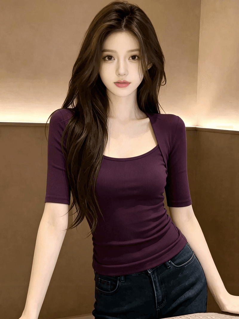 한 부서 빛 요리 한 바람 페이크 레이어드 패치워크 중간 소매 티셔츠 여성 26 가을 패션 다용도 몸매 가꾸기 슬림해 보이는 품격 맨위 상세 이미지 5