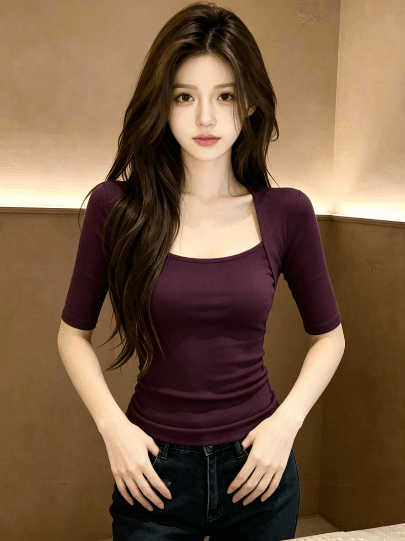 한 부서 빛 요리 한 바람 페이크 레이어드 패치워크 중간 소매 티셔츠 여성 26 가을 패션 다용도 몸매 가꾸기 슬림해 보이는 품격 맨위 상세 이미지 6