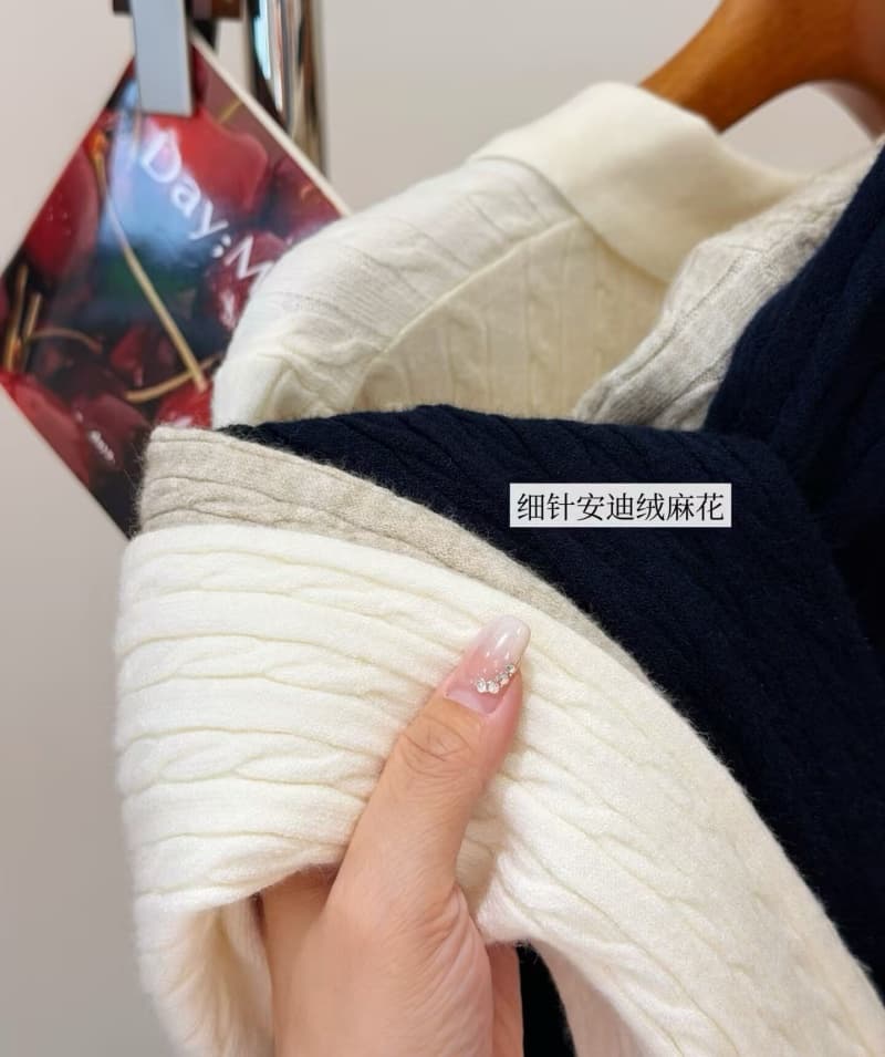 한 부서 폴로 칼라 오래된 돈 바람 인사이드 가져 가라. 스웨터 여자 가을 겨울 고급 센스 꽈배기 polo 니트 기본 셔츠 느긋한 맨위 상세 이미지 10