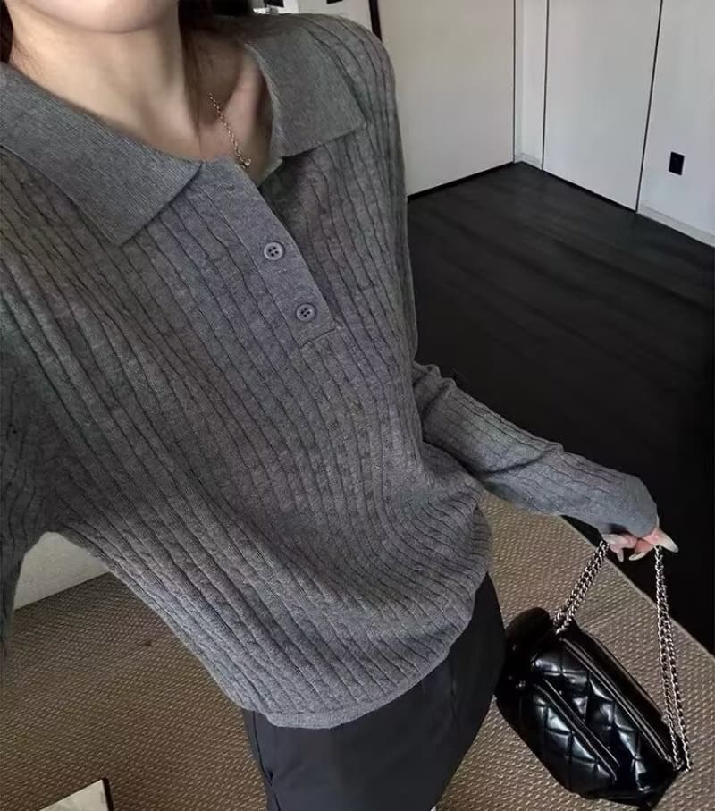 한 부서 폴로 칼라 오래된 돈 바람 인사이드 가져 가라. 스웨터 여자 가을 겨울 고급 센스 꽈배기 polo 니트 기본 셔츠 느긋한 맨위 상세 이미지 16