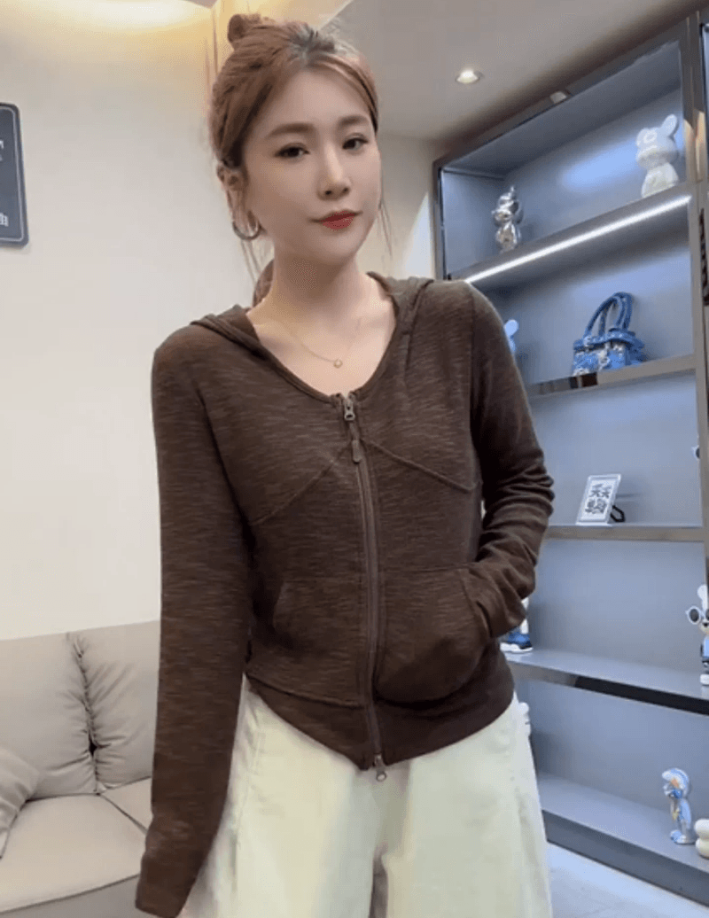 한 부서 디자인 센스 후드 지퍼 후드티 오픈 가디건 여성 2026 가을 새로운 슬림해 보이는 다용도 캐주얼 만나는 맨위 상세 이미지 5