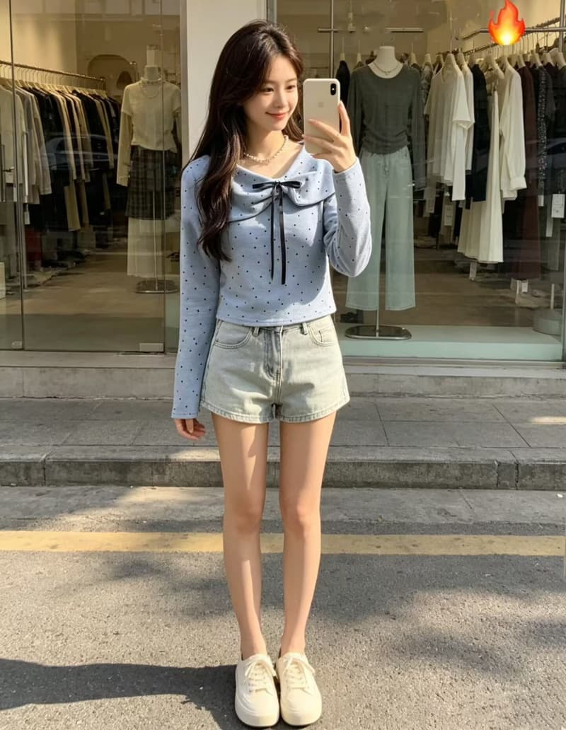 한 부서 나비 매듭 도트 무늬 비스듬한 칼라 긴팔 티셔츠 여성 가을 인사이드 가져 가라. 디자인 센스 고유 한 몸매 가꾸기 아름다운 작은 맨위 상세 이미지 7