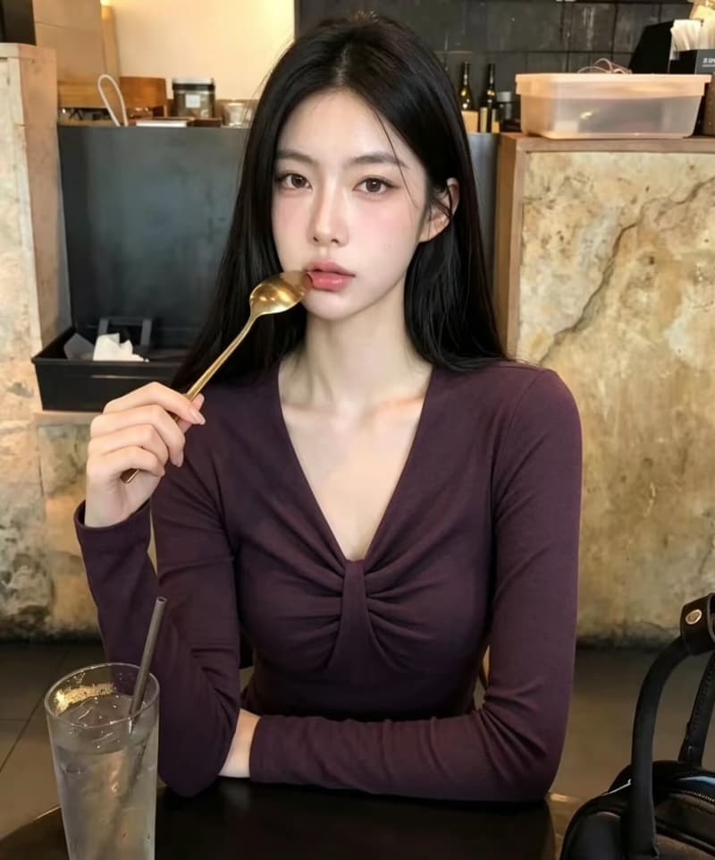 프랑스식 고급 센스 V넥 긴팔 티셔츠 여성 2026 가을 새로운 핫걸 몸매 가꾸기 슬림해 보이는 다용도 연령 감소 맨위