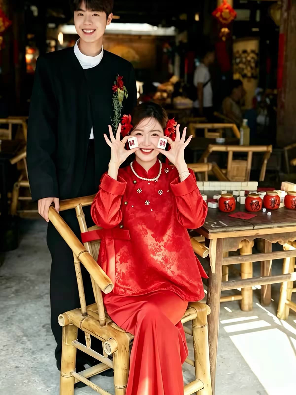 새로운 중식 빨간색 임산부 치파오 토스트 서비스 신부 결혼 참여 예복 빅 사이즈 지방 mm 표지 배 안녕하세요. 결혼 긴팔 상세 이미지 6