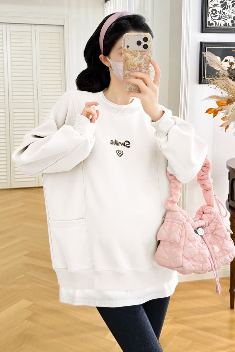 실사 가을 칫솔 자수 후아 면 복합 삽입 주머니 페이크 레이어드 루즈핏 빅 사이즈 재킷 임산부 후드티 이미지 7