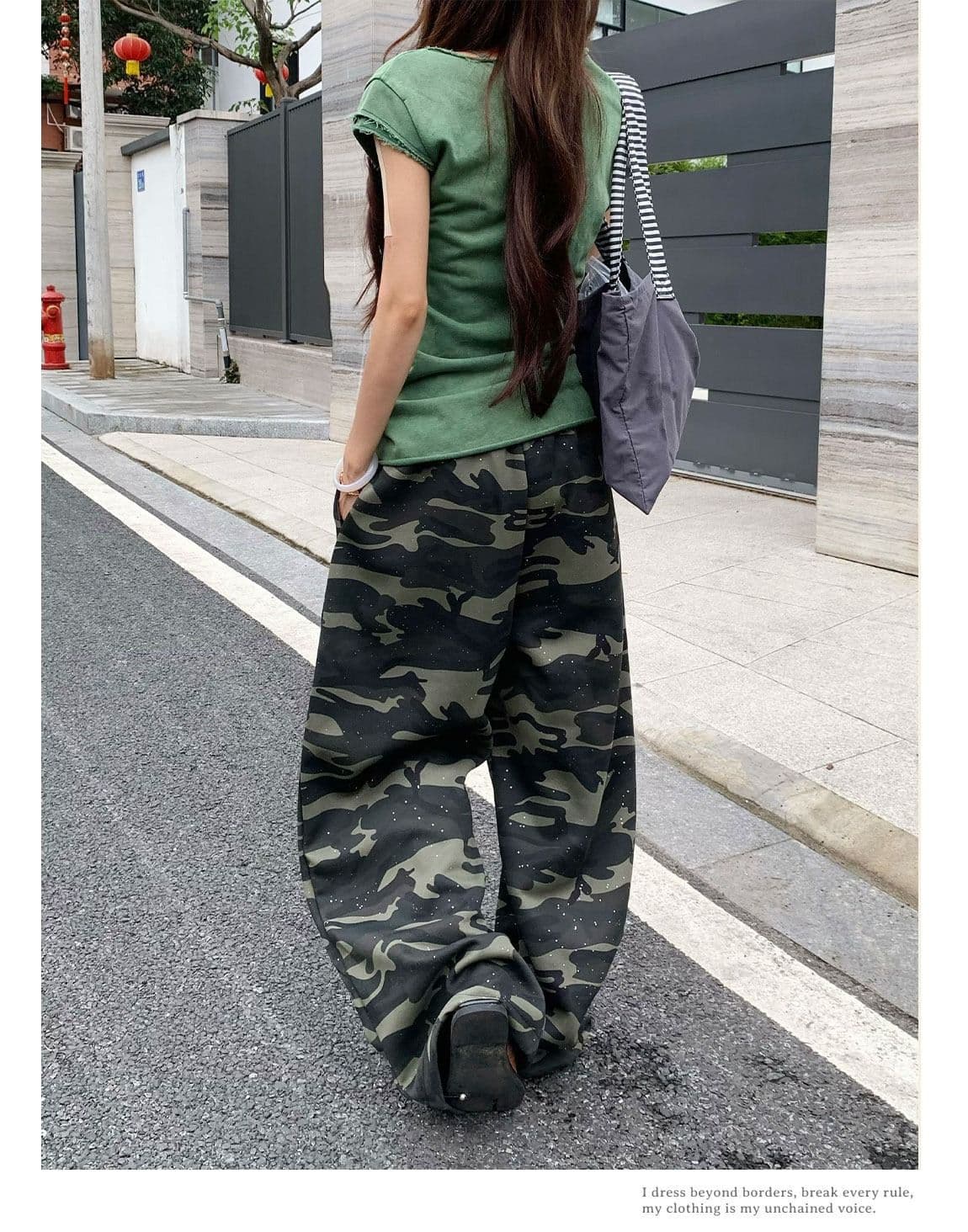 순면 다림질 금박 자수 카모플라주 자수 다림질 금박 루즈핏 넓은 다리 캐주얼 바지 여성 거리 스트레이트 운동 긴 바지 상세 이미지 8