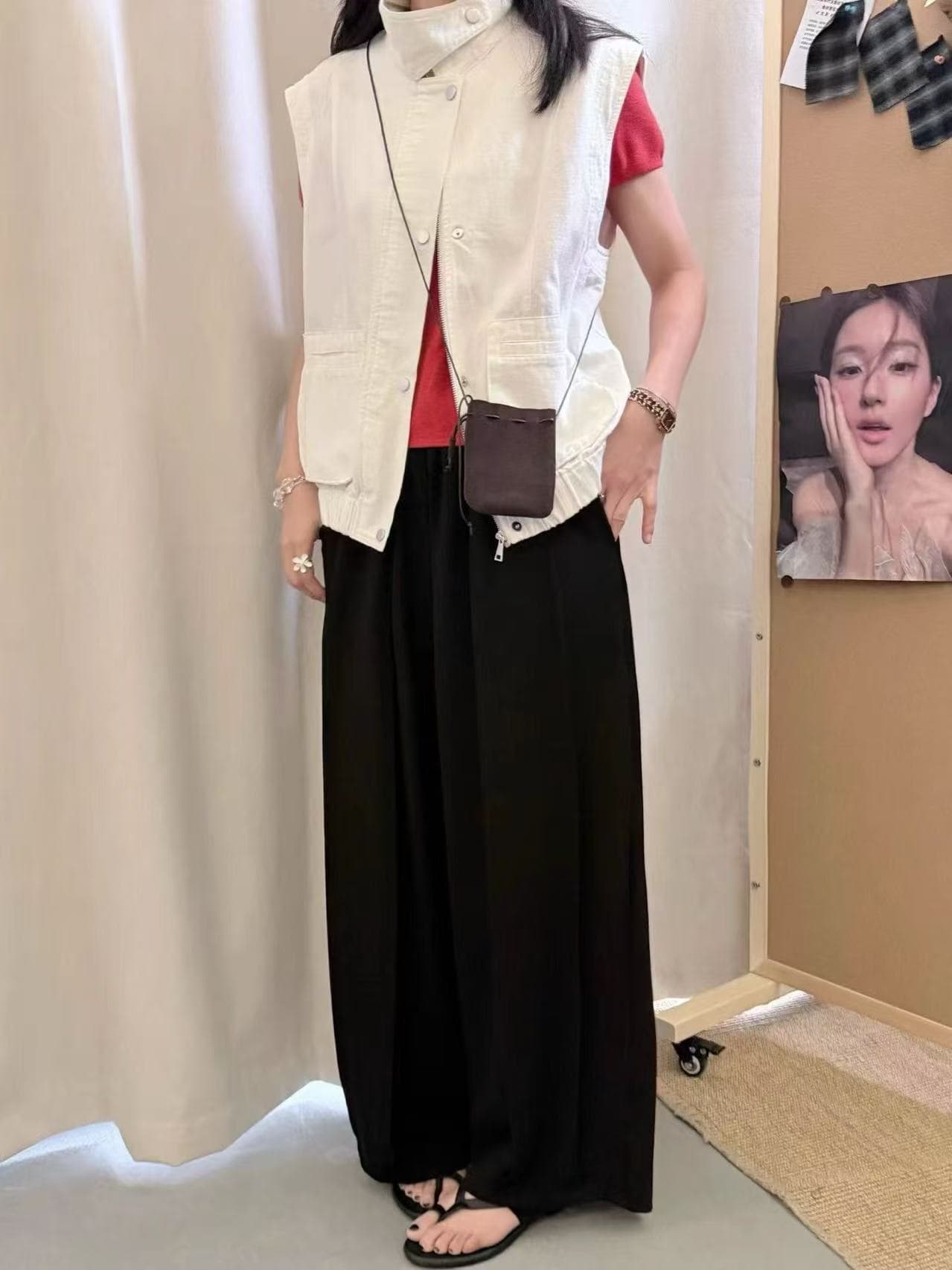 가을 새로운 한 부서 느긋한 캐주얼 바지 루즈핏 다용도 슬림해 보이는 와이드 레깅스 바지 트렌디 이미지 2
