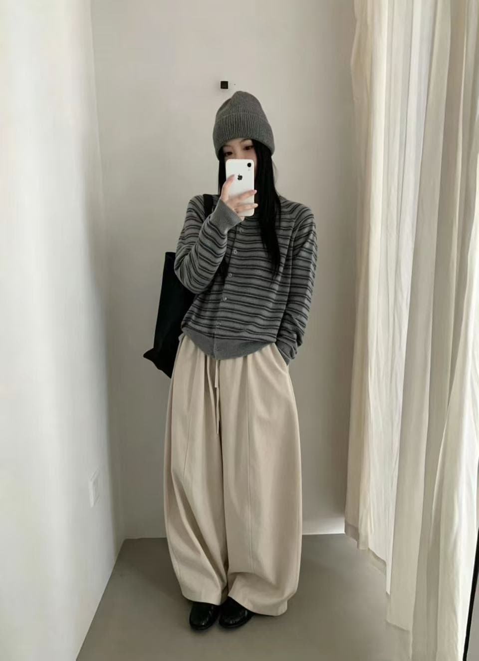 한 부서 느슨함 센스 와이드 레깅스 바지 2026 가을 루즈핏 하이웨이스트 펌프 로프 풍선 바지 상세 이미지 5