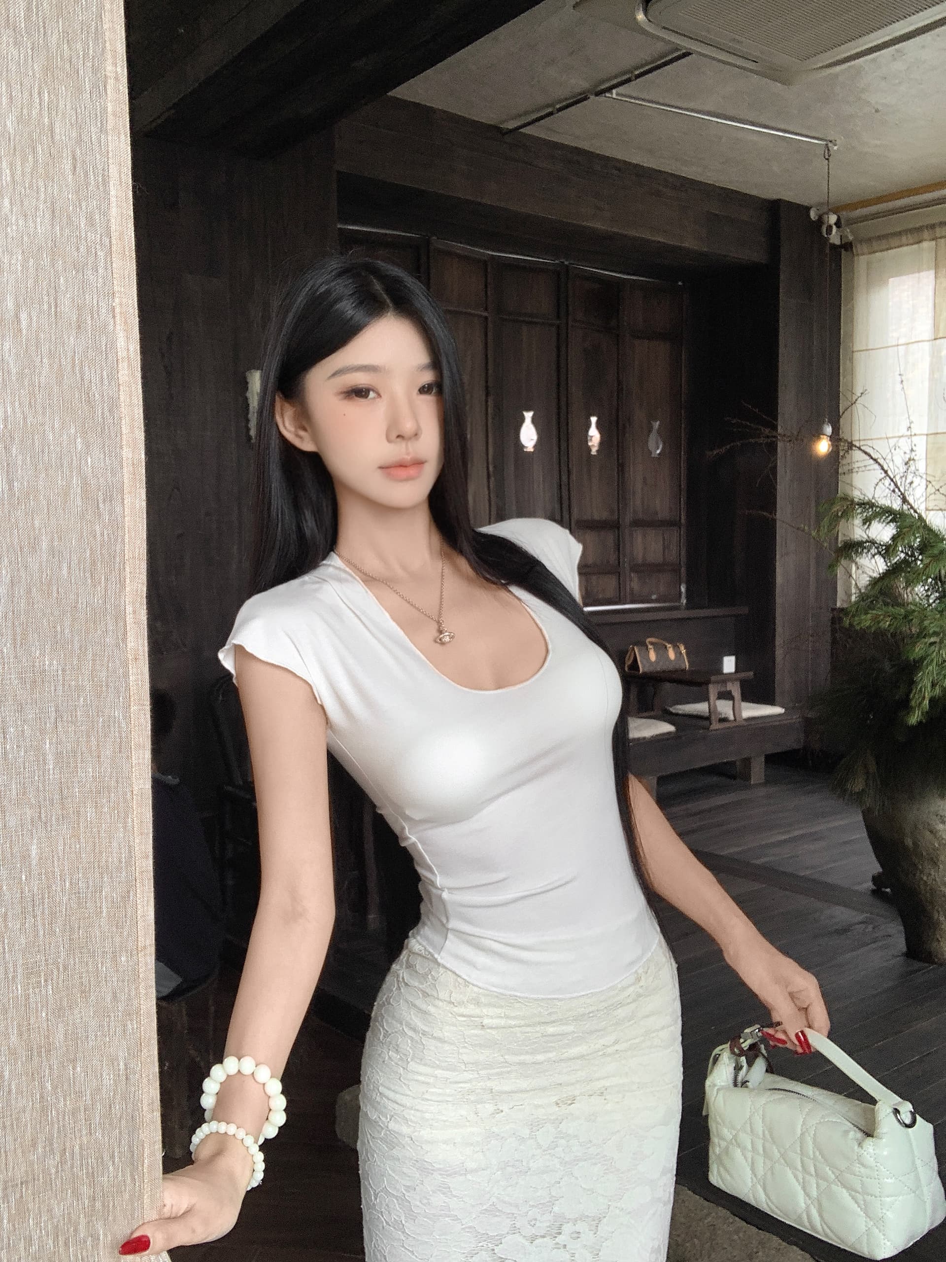 실사 정가 여름 한 부서 품격 순수한 욕망 바람 u 칼라 몸매 가꾸기 반팔 티셔츠 맨위 여성 상세 이미지 7