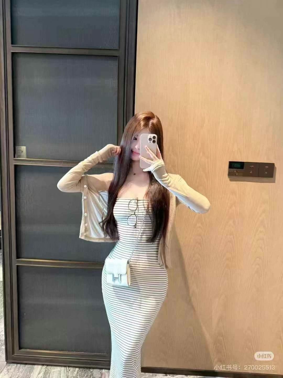패션 한 부서 캐주얼 스트라이프 슬립 몸매 가꾸기 허리 수축 디스플레이 몸 섹시함 트임 타이트 스커트 드레스 오픈 가디건 세트 상세 이미지 2