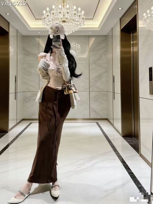 행침 목 디자인 비틀림 조끼 여성 인사이드 가져 가라. 이른 봄 다용도 몸매 가꾸기 슬립 오픈 가디건 반신 스커트 3종 세트 이미지 4