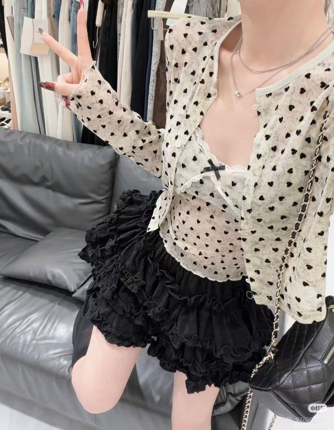 한 부서 자이언트 잘 생긴 ootd 착용 가져 가라. 전체 집합 레이스 조각 슬립 오픈 가디건 와이드 레그 팬츠 어린이 여름 세 조각 세트 이미지 4