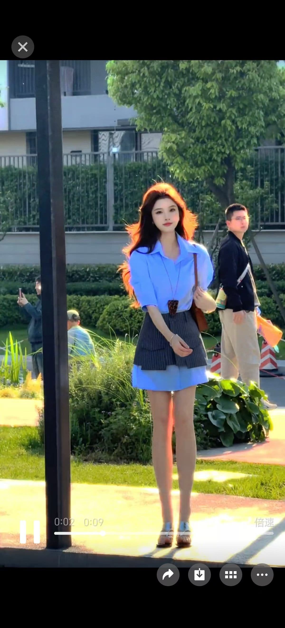 2026 가을 새로운 로얄 자매 품격 POLO 칼라 디자인 중간 소매 스트레이트 셔츠 드레스 스트라이프 허리 치마 세트 여성 이미지 4