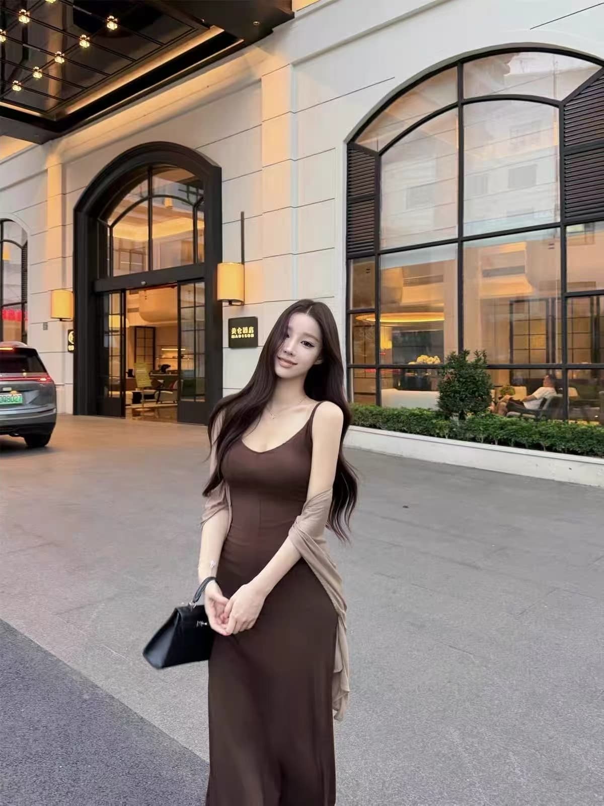 26 여름 드레스 세트 한국 스타일 패션 루즈핏 자외선 차단 오픈 가디건 맨위 슬림해 보이는 슬립 드레스 슬림해 보이는 투피스 세트 상세 이미지 6