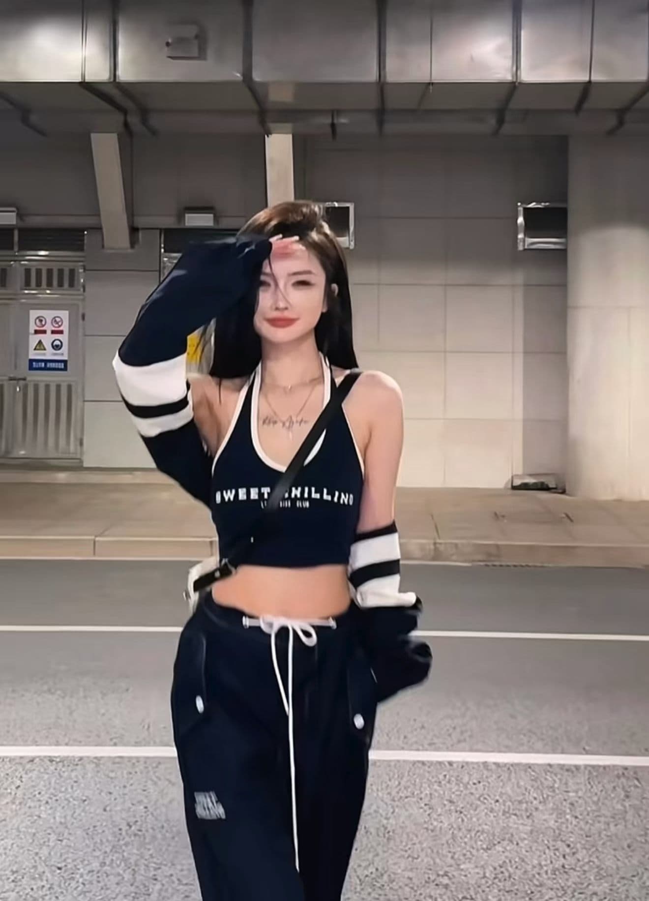 한국 스타일 원 유안 오프라인 상태 가을 착용 가져 가라. 패치워크 민소매 맨위 허리밴드 캐주얼 바지 외부 피 3종 세트 상세 이미지 7