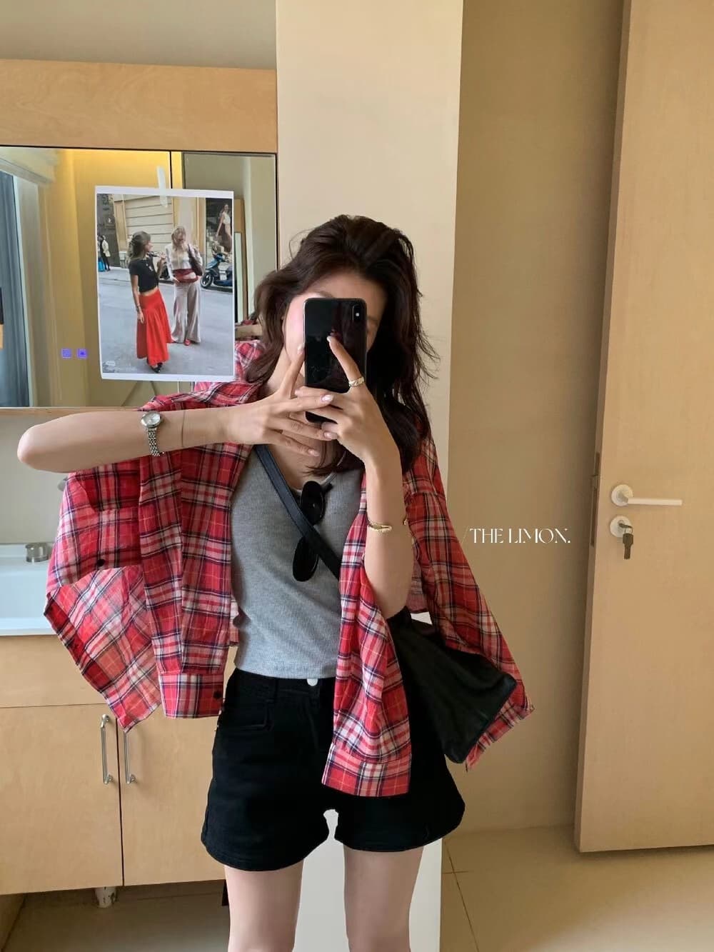 아메리칸 레트로 체크무늬 여성 셔츠 가을 새로운 루즈핏 캐주얼 다용도 긴팔 맨위 ins 투피스 조끼