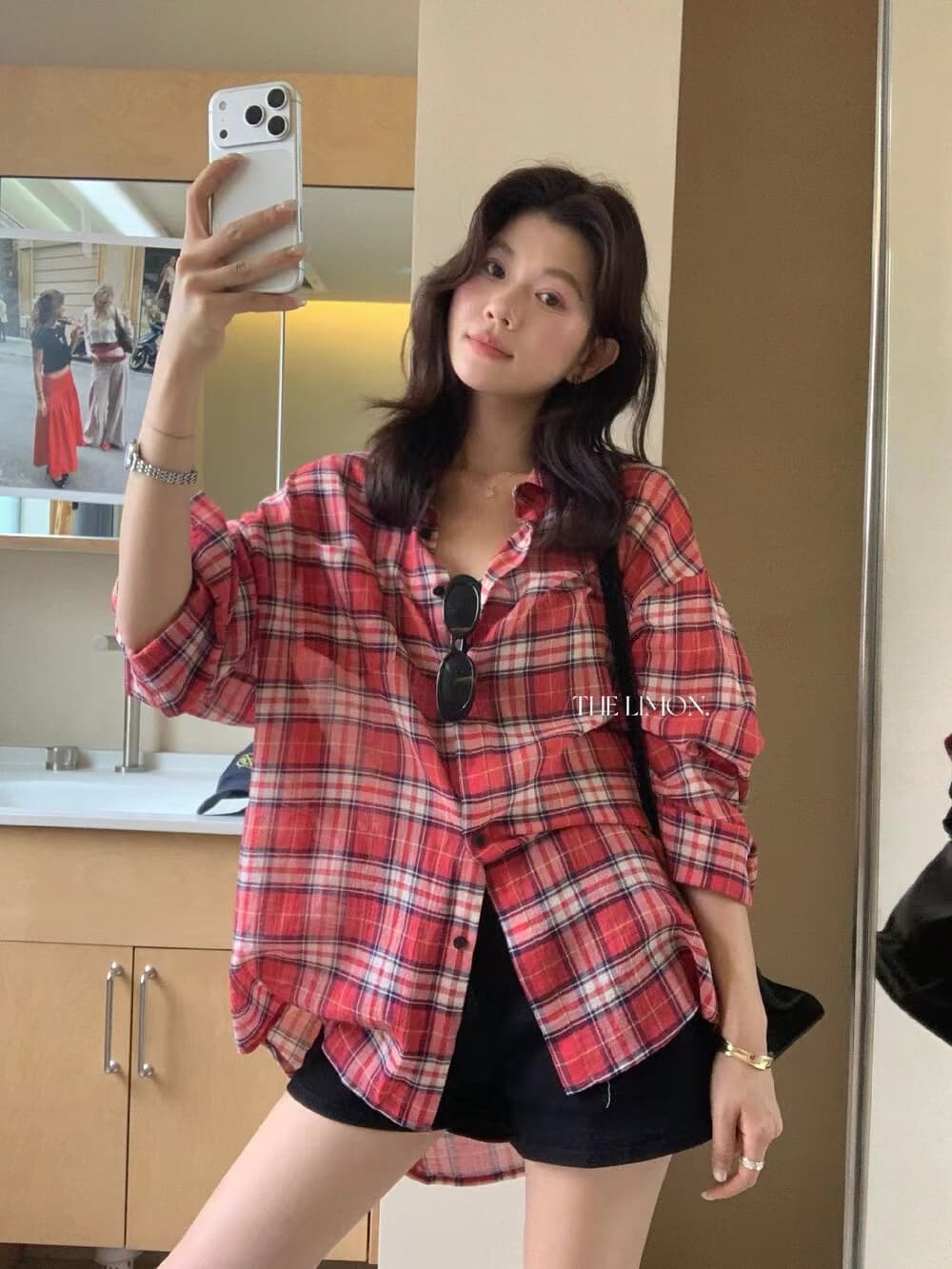 아메리칸 레트로 체크무늬 여성 셔츠 가을 새로운 루즈핏 캐주얼 다용도 긴팔 맨위 ins 투피스 조끼 상세 이미지 10