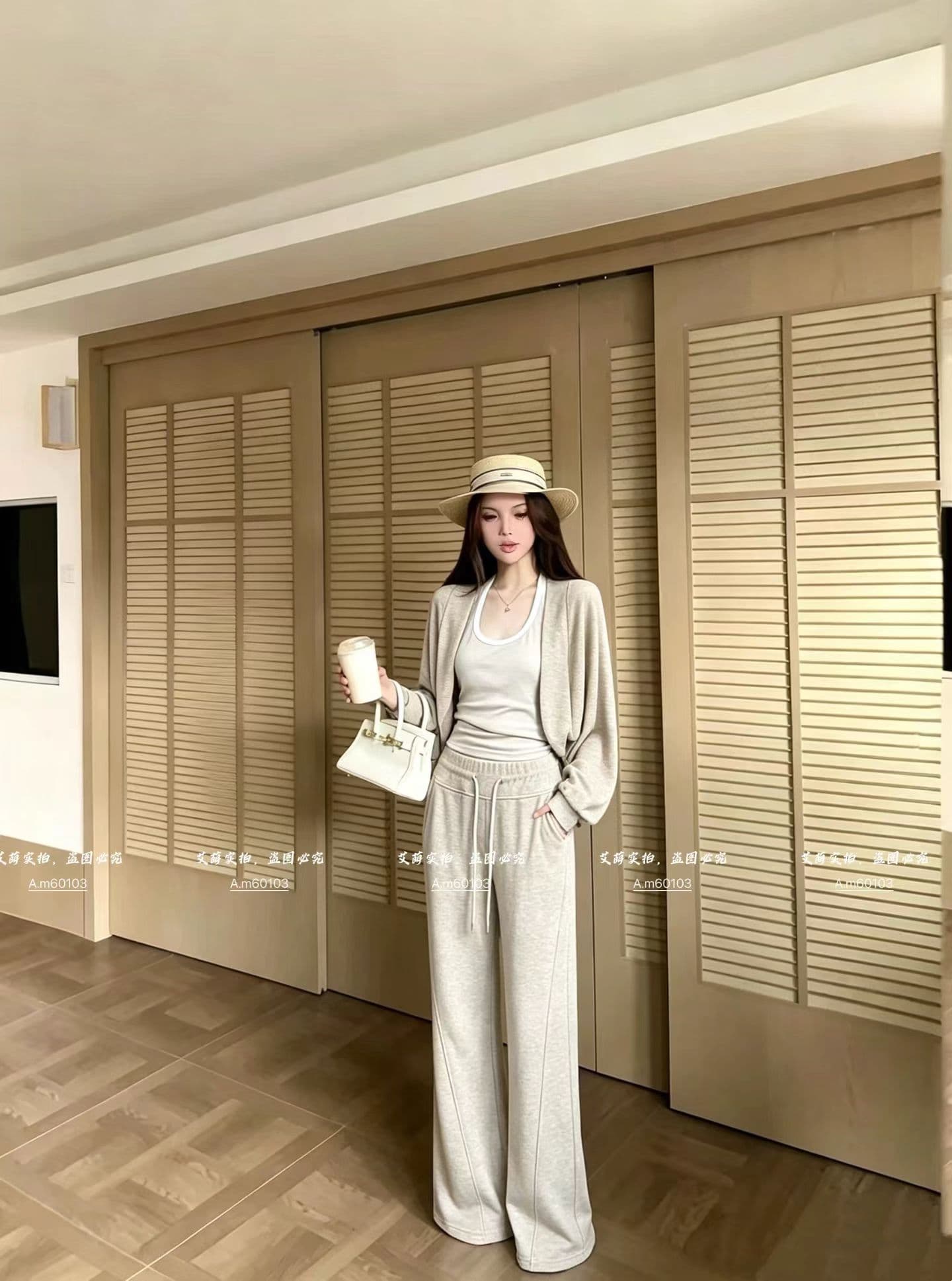 가을 2026 새로운 한 부서 느긋한 착용 가져 가라. 주간 실크 숄 슬립 허리밴드 부츠컷 캐주얼 바지 3종 세트 상세 이미지 2